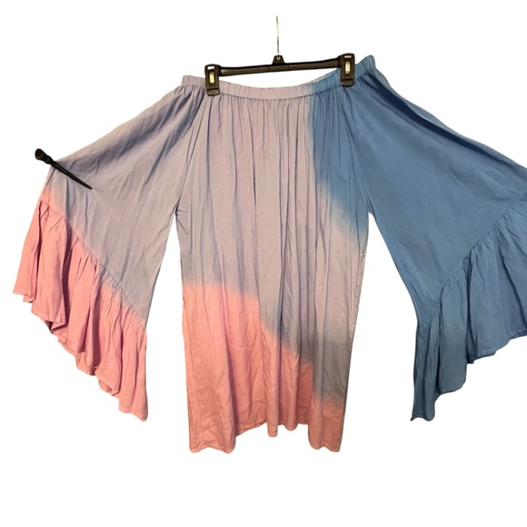 LA Class one size pink & blue off shoulder dress wide bell sleeves , cover up - Picture 1 of 8